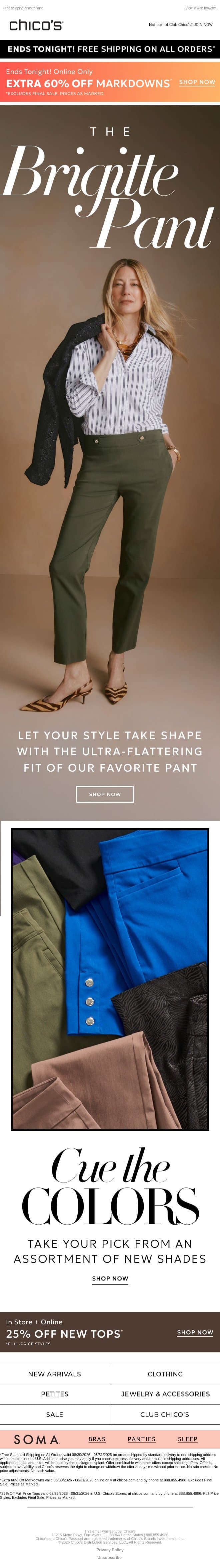 Don't Miss Extra 60% Off Markdowns | Brigitte Takes You Everywhere 🌍 email from Chico's screenshot