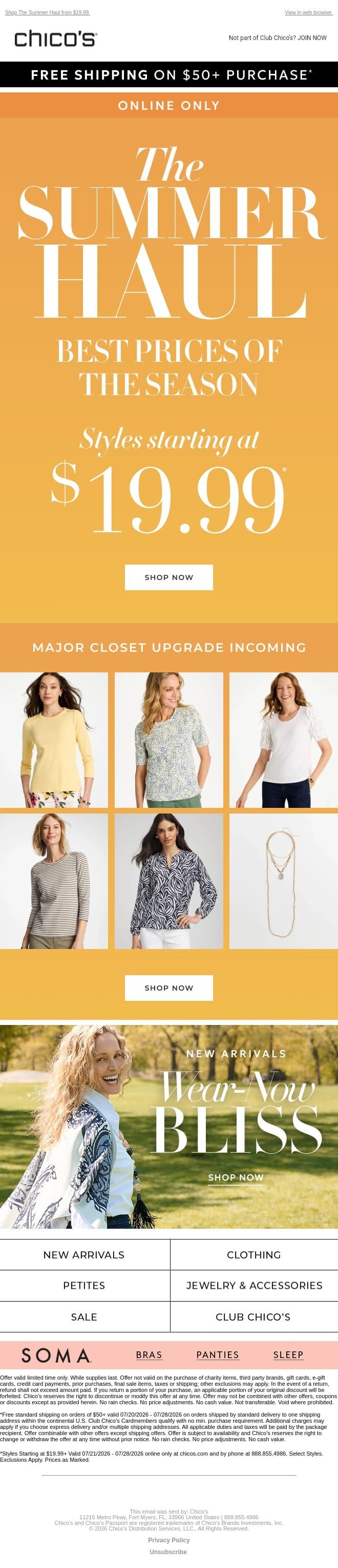 Best. Prices. Of. The. Season. ☀️ email from Chico's screenshot