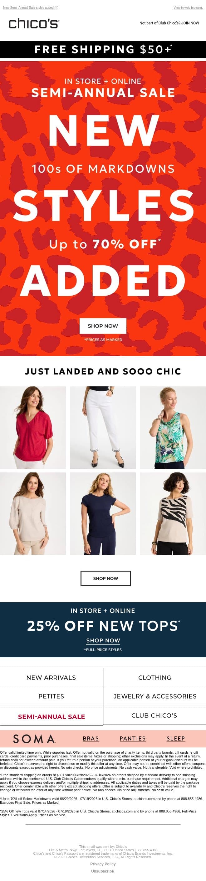 Get first dibs on these! email from Chico's screenshot