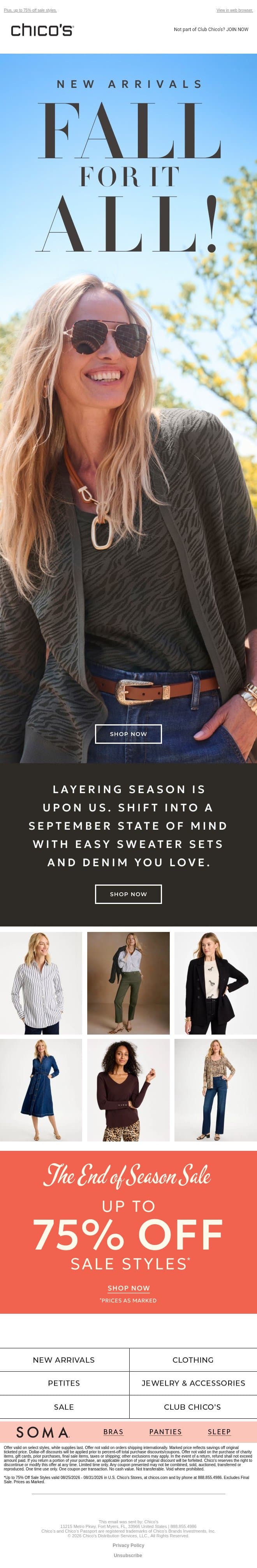 Next up: September style email from Chico's screenshot