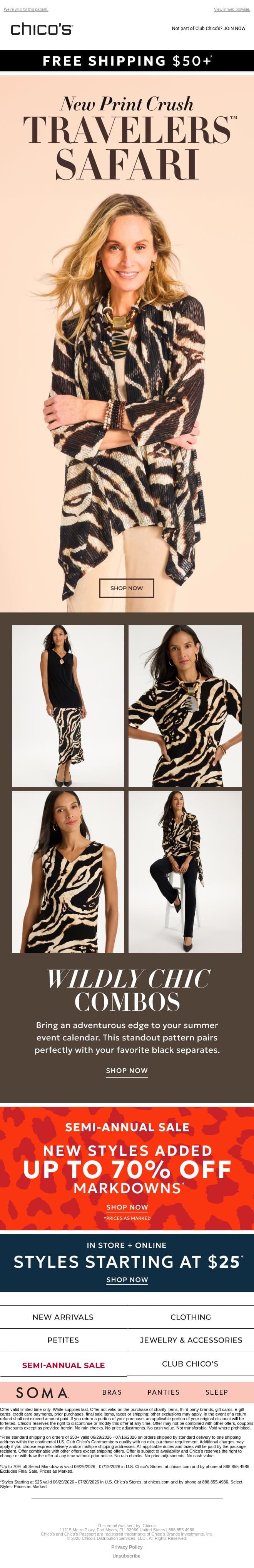 Your new print adventure + Styles From $25 email from Chico's screenshot