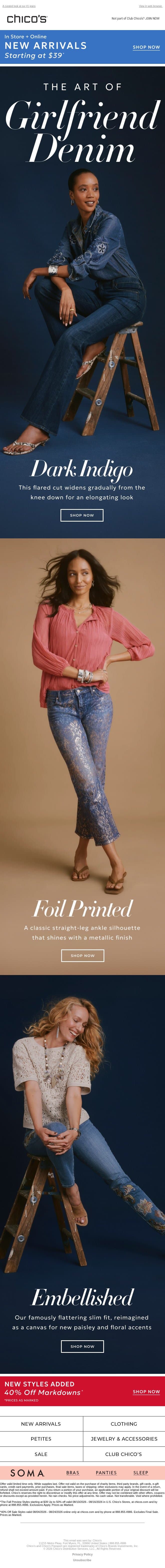 Girlfriend Denim in Detail + Styles from $39 email from Chico's screenshot