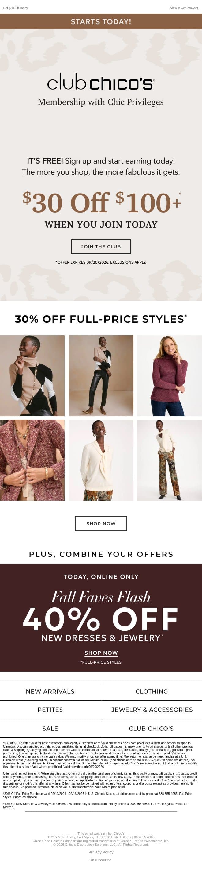 Quick question: Ready to join the Club? email from Chico's screenshot