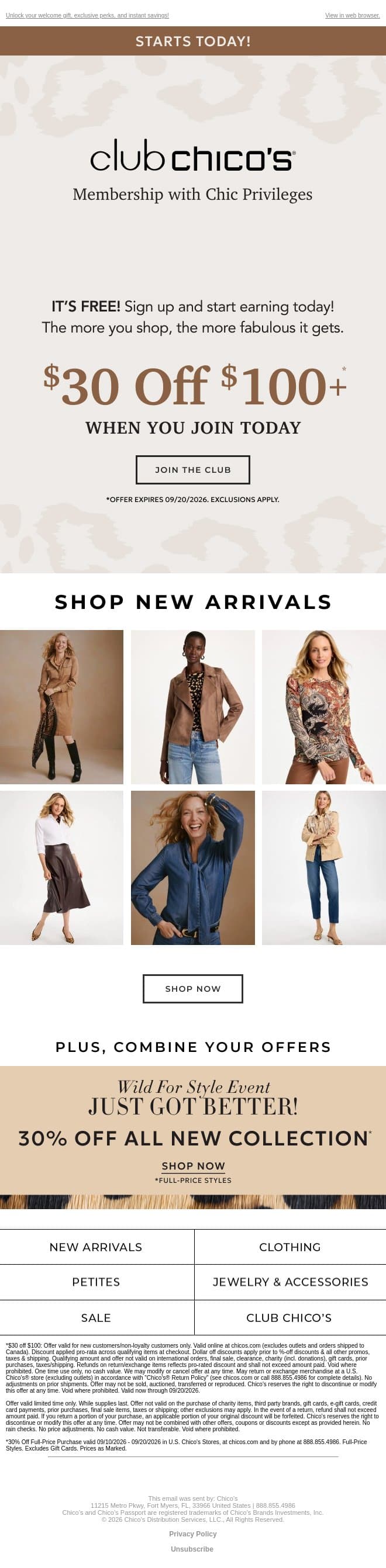 Inside: Your special invitation to join email from Chico's screenshot