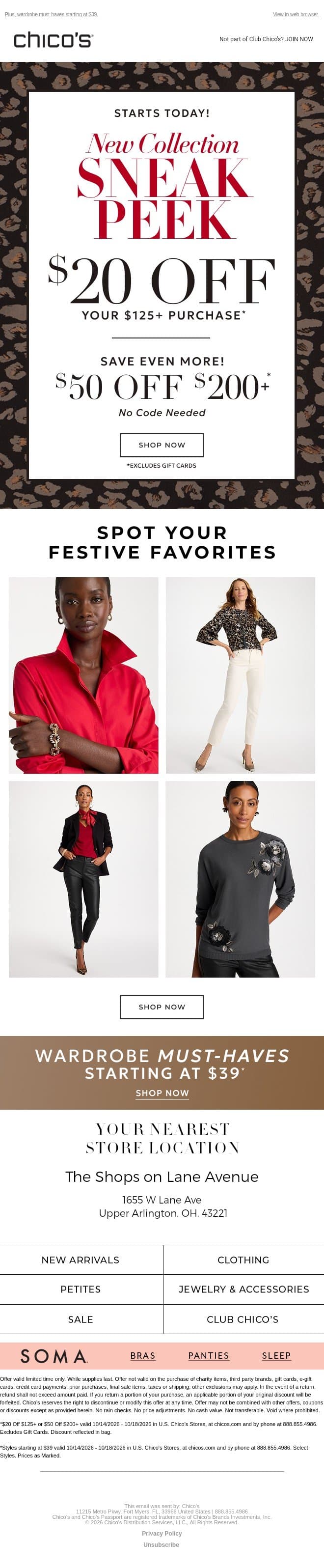 STARTS TODAY! Up to $50 off NEW COLLECTION email from Chico's screenshot