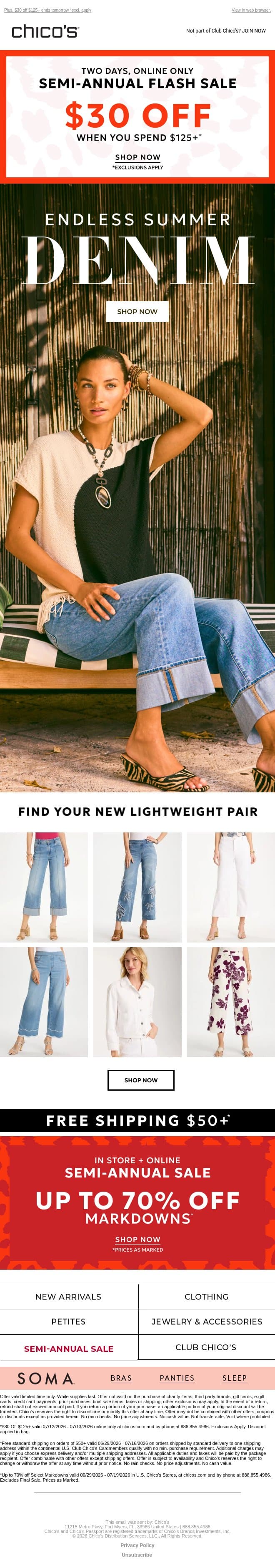 Light & Airy 👖 email from Chico's screenshot