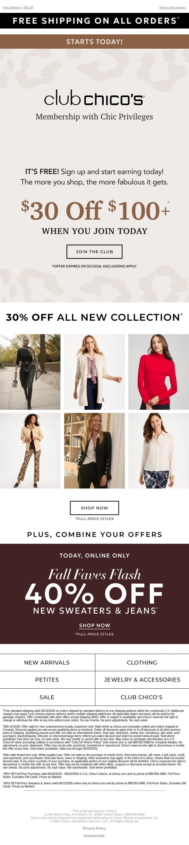 We saved a spot for you... email from Chico's screenshot