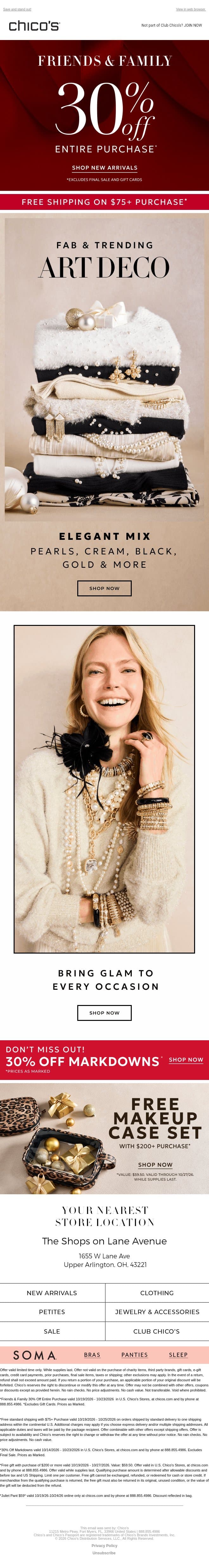30% off entire purchase + Beaded Beauties Just Arrived email from Chico's screenshot