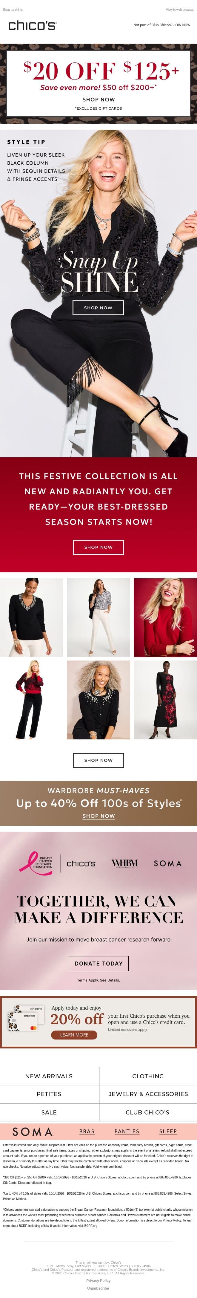HOW FESTIVE! Up to $50 off our NEW collection! email from Chico's screenshot
