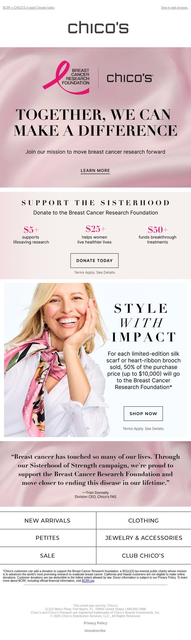 Together, We Can Make a Difference email from Chico's screenshot