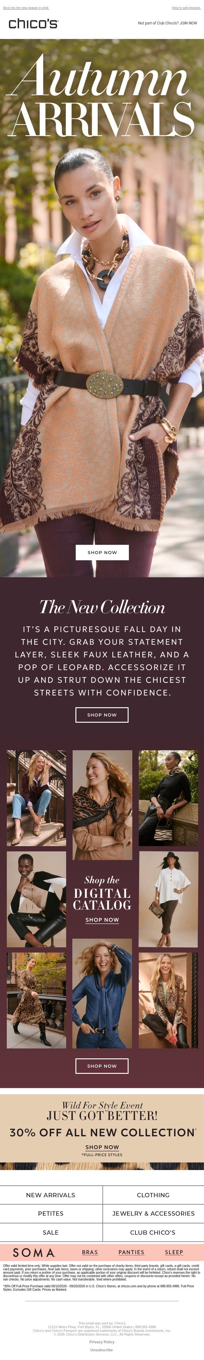 Fall feels better at 30% off 🍂 email from Chico's screenshot