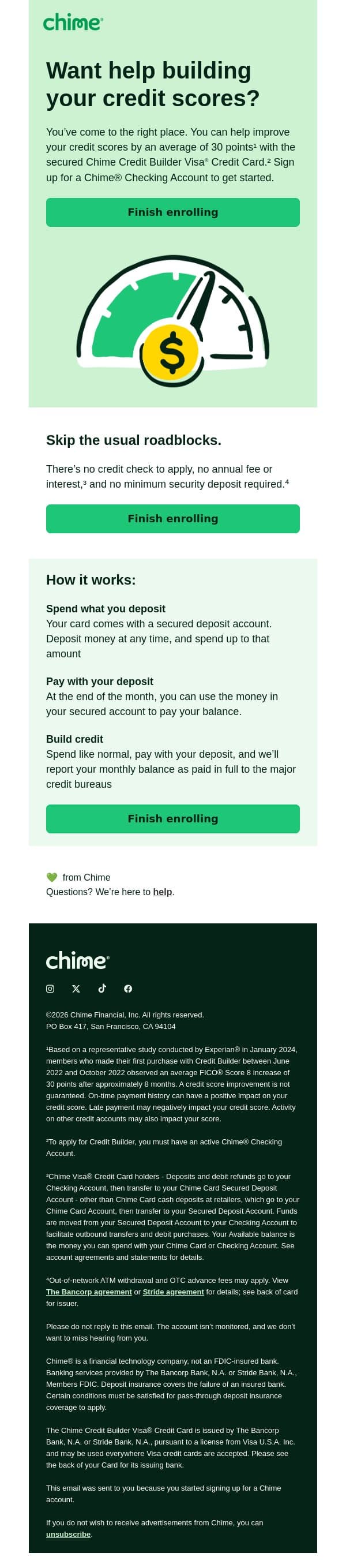 A better way to help build your credit history 📈 email from Chime screenshot