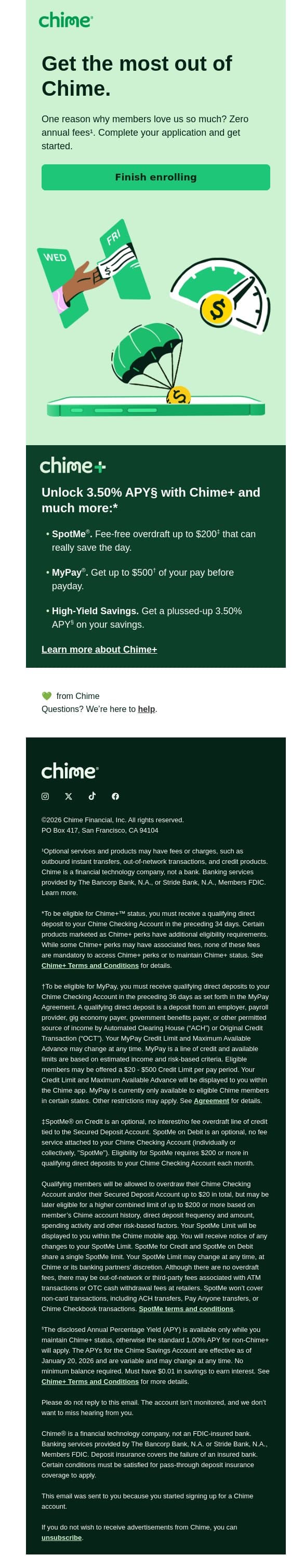 Chime is right for you, right now. ✅ email from Chime screenshot