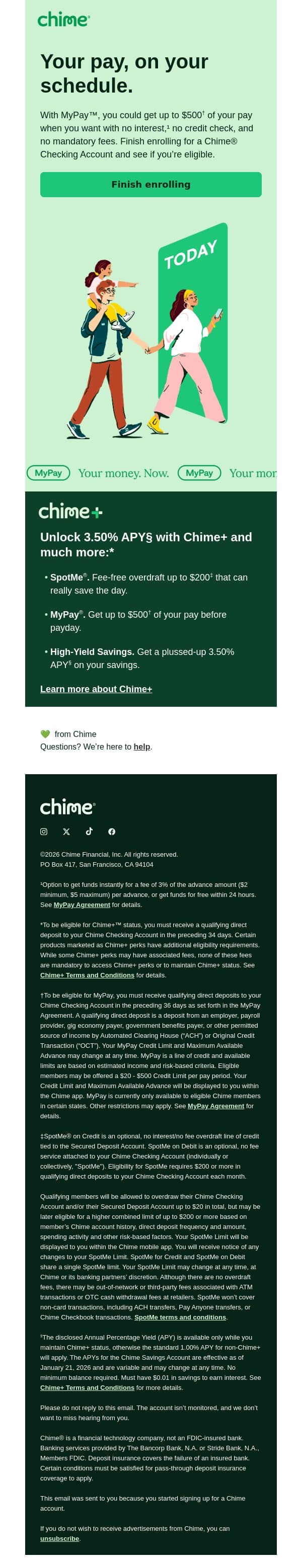 Life doesn’t wait for payday. Neither should you. email from Chime screenshot