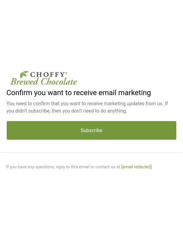 Confirm you want to receive email marketing email from Choffy screenshot