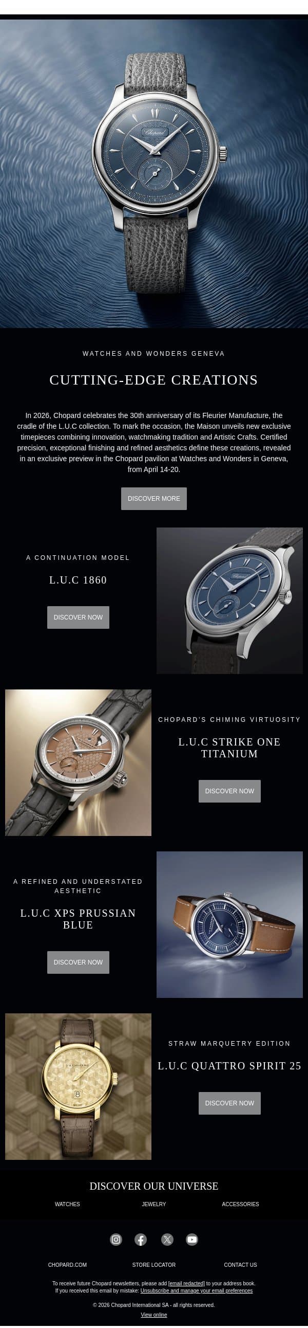 Watches and Wonders Geneva email from Chopard screenshot