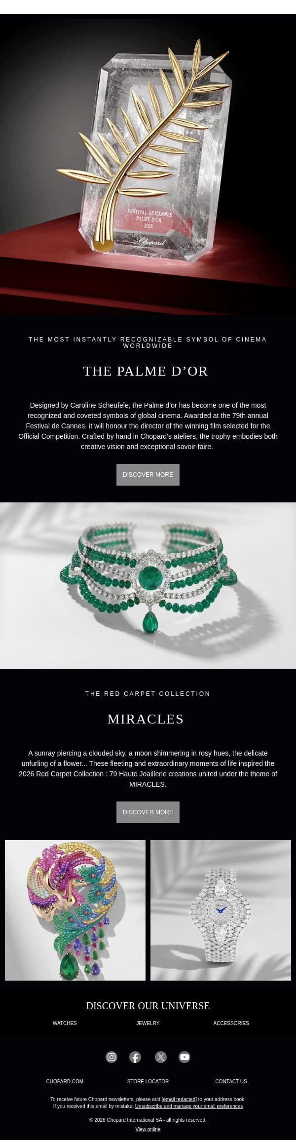 The Palme d’or crafted by Chopard email from Chopard screenshot