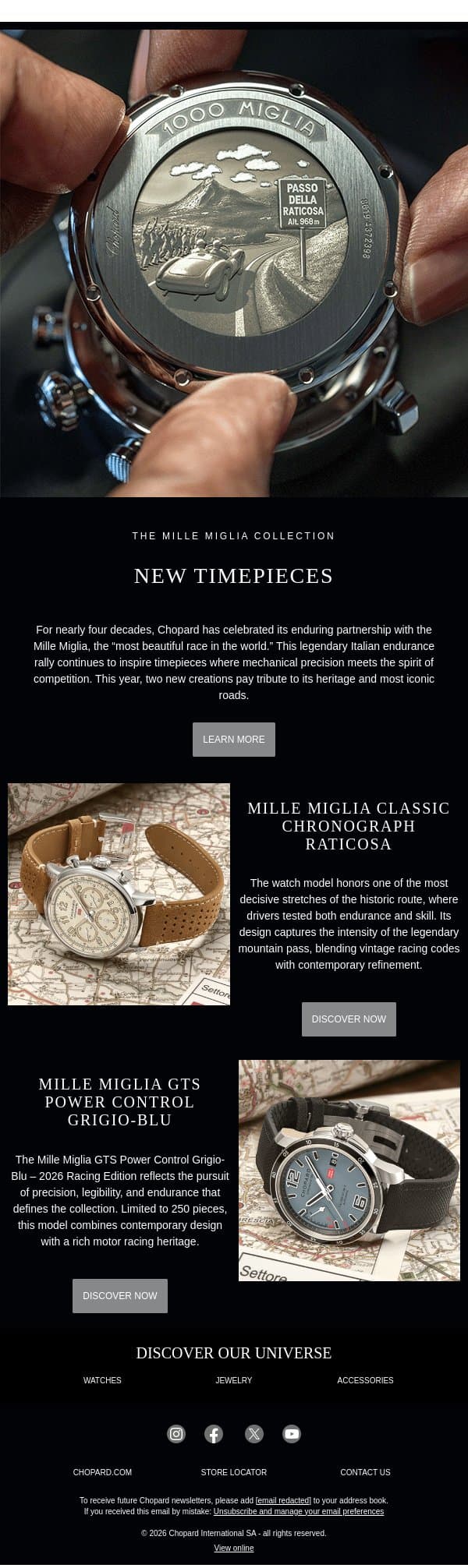 Driving the spirit of the Mille Miglia email from Chopard screenshot