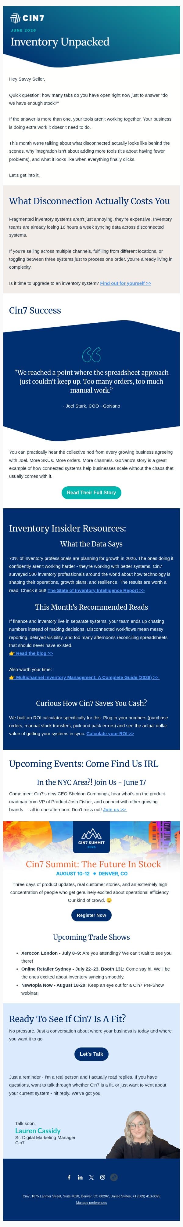 Your systems should be friends. Are they working together? email from Cin7 screenshot