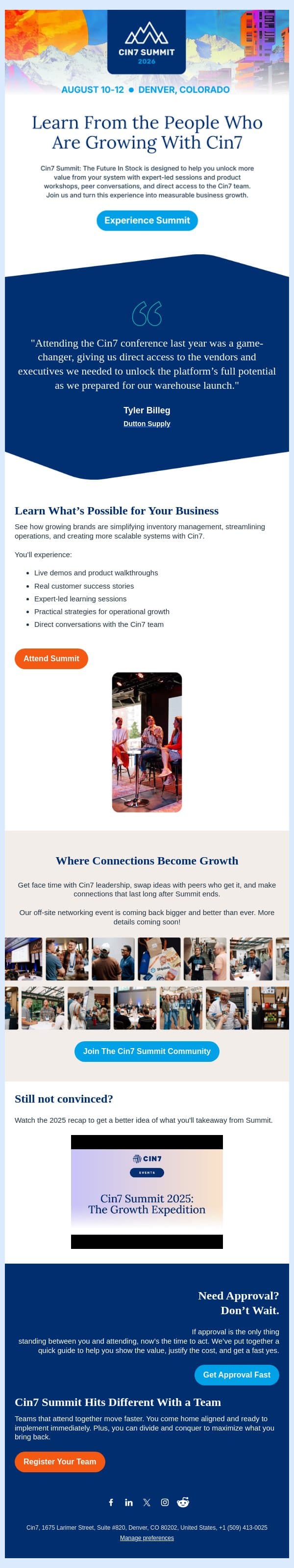 Savvy Seller, If you’re serious about growth, you’ll want to be in the room… email from Cin7 screenshot