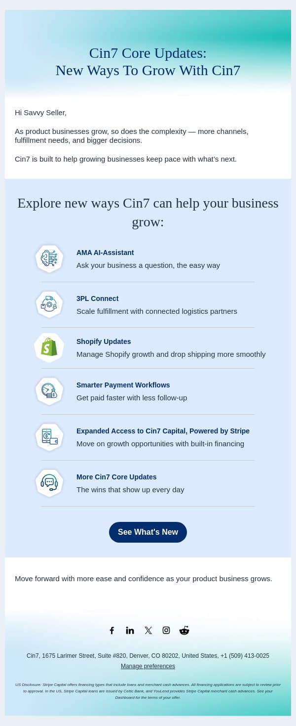 🌱 New ways to grow with Cin7 email from Cin7 screenshot