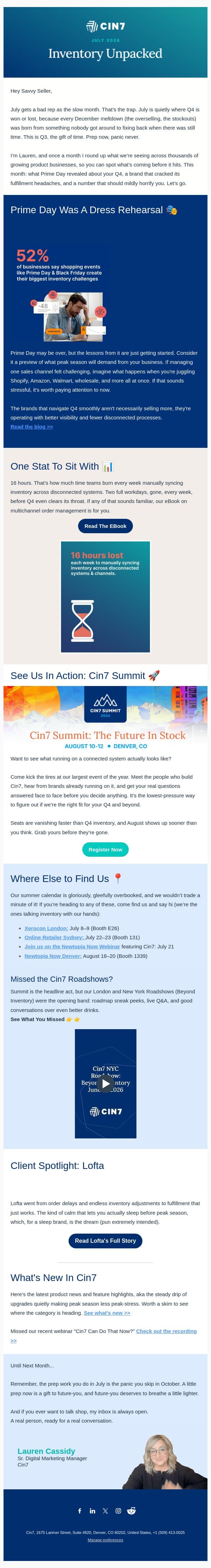Inventory Unpacked: The Prepare Now, Profit Later Edition email from Cin7 screenshot
