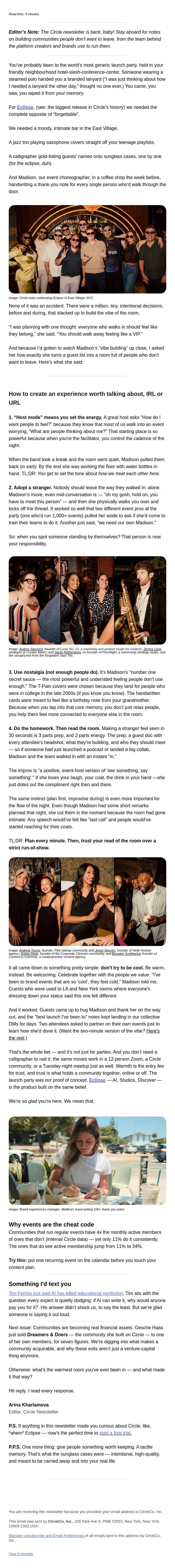 warm not cool email from Circle screenshot