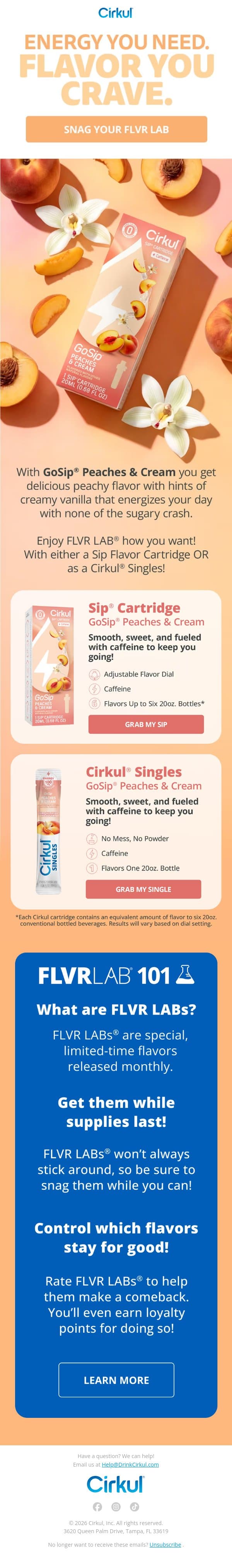Sweet Like a Treat. Hits Like Energy. email from Cirkul screenshot