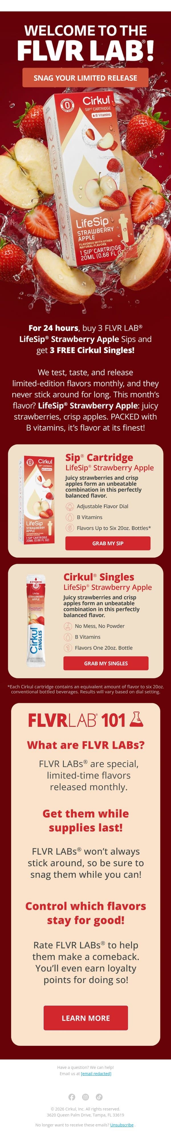Crisp and Juicy. LifeSip® Strawberry Apple. email from Cirkul screenshot