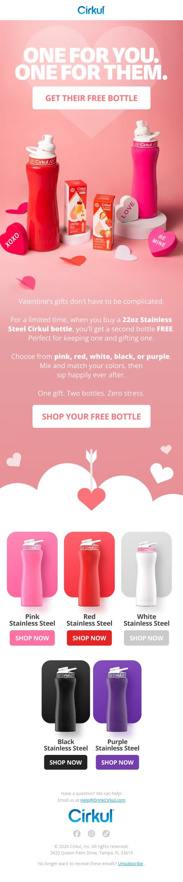 Buy One Bottle. Get One Free. email from Cirkul screenshot