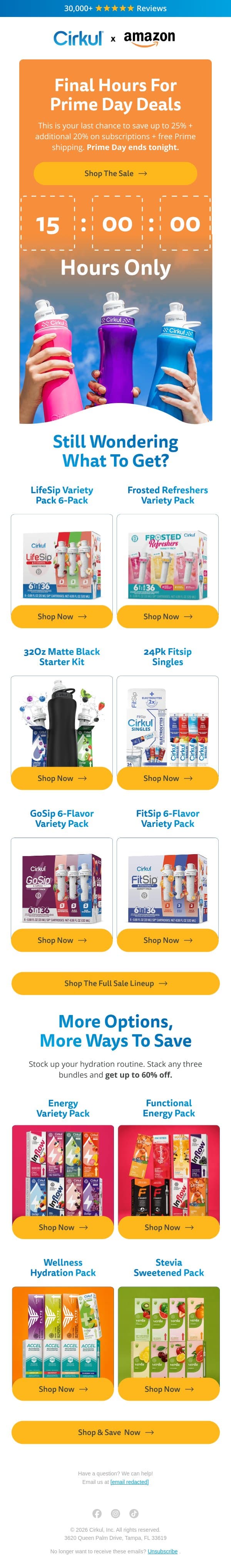 Our Prime Day Sale Ends Tonight email from Cirkul screenshot