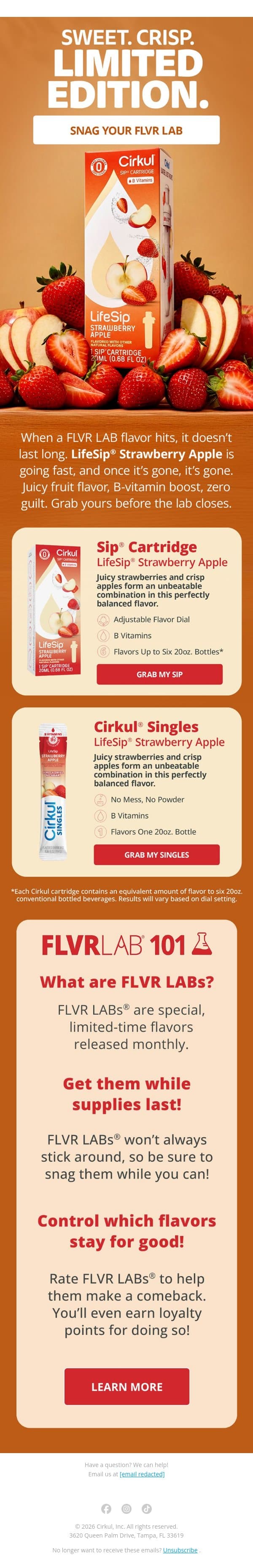 February FLVR LAB® is Almost Gone! email from Cirkul screenshot