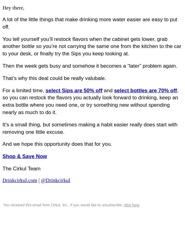 👀Up to 70% OFF still waiting email from Cirkul screenshot