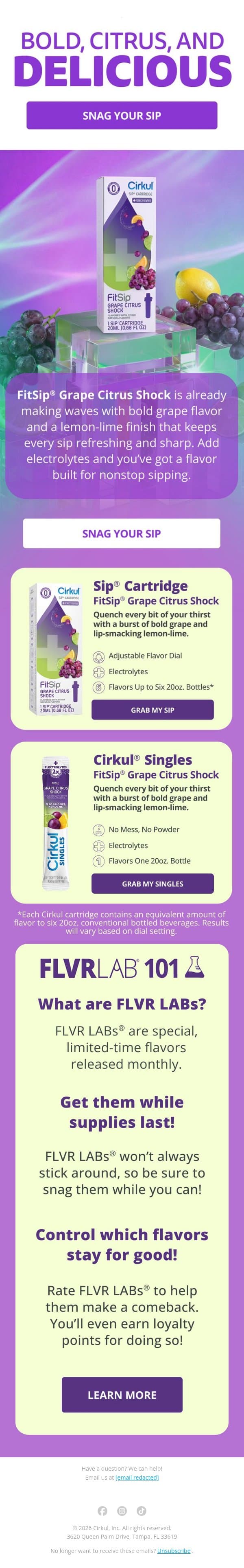 Time is Ticking for FitSip® Grape Citrus Shock email from Cirkul screenshot