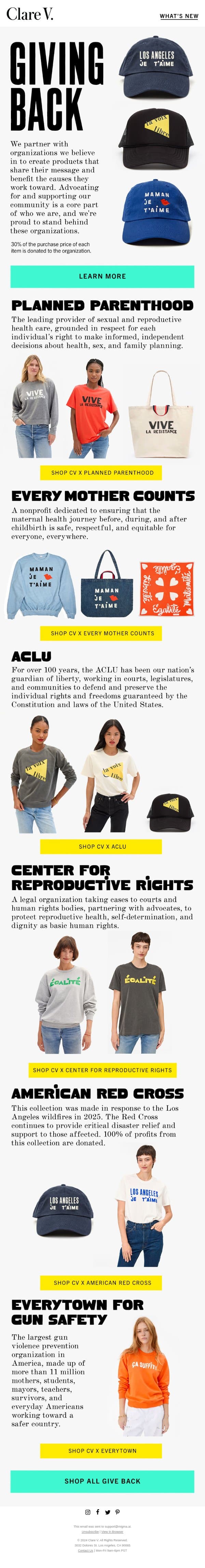 What We Stand For email from Clare V. screenshot