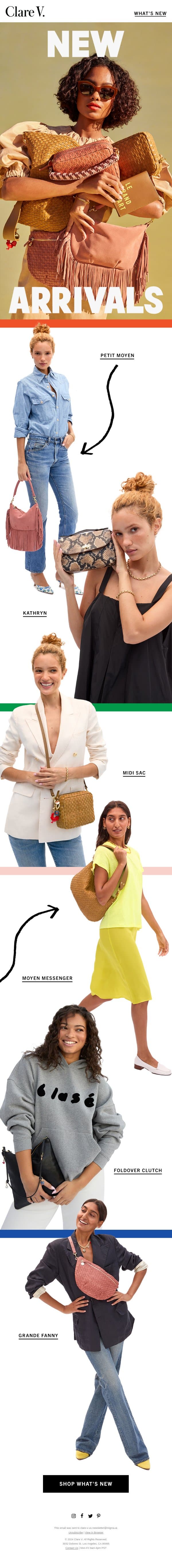 Our New Collection is Here email from Clare V. screenshot