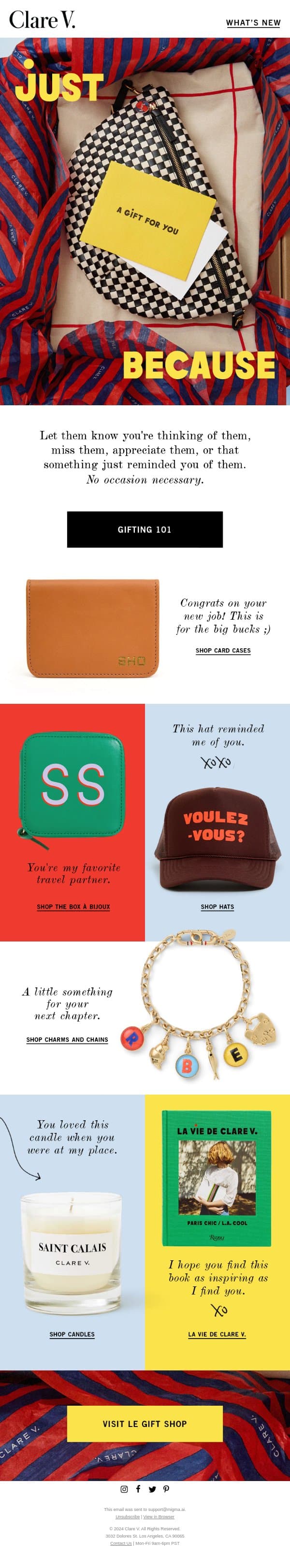 This Made Me Think of You email from Clare V. screenshot