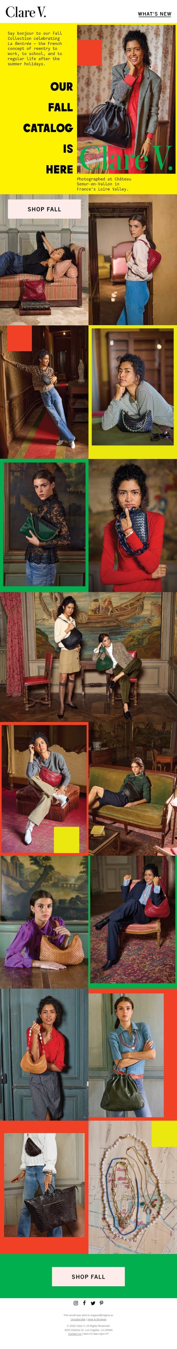 Our Fall Catalog is Here email from Clare V. screenshot