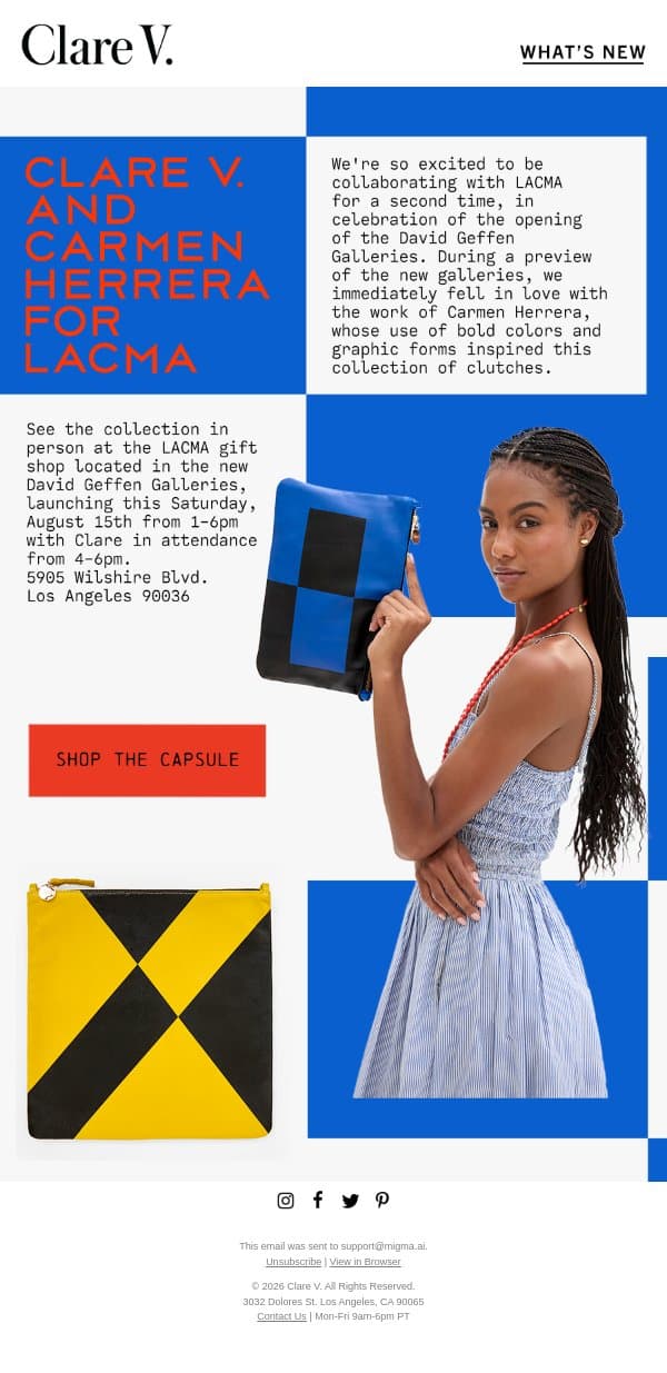 Introducing Clare V. x Carmen Herrera for LACMA email from Clare V. screenshot