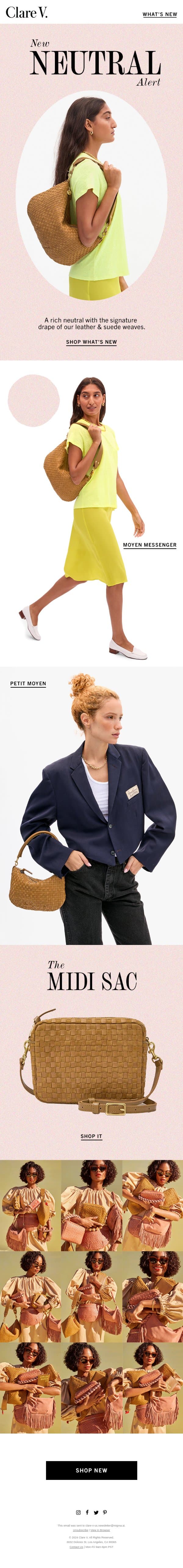 Handwoven Leather & Suede email from Clare V. screenshot