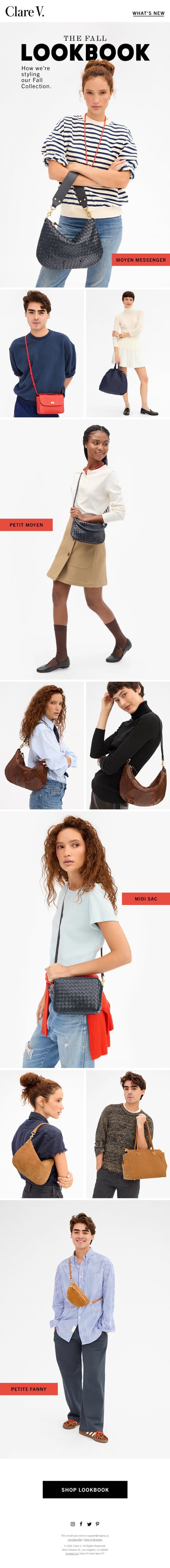 FALL 2026 LOOKBOOK email from Clare V. screenshot