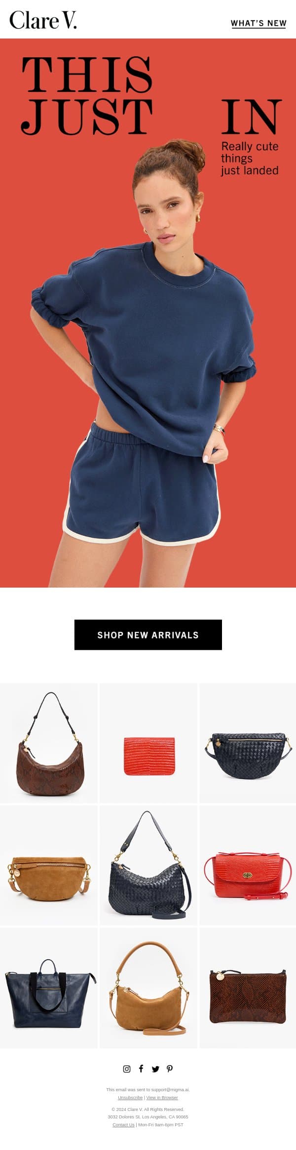 Our New Collection Is In email from Clare V. screenshot