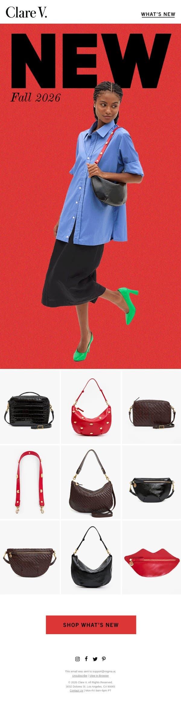 Our Fall Collection is Here email from Clare V. screenshot