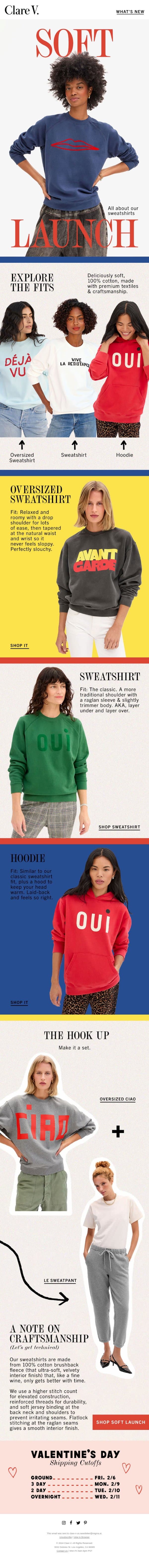 Soft Launch email from Clare V. screenshot