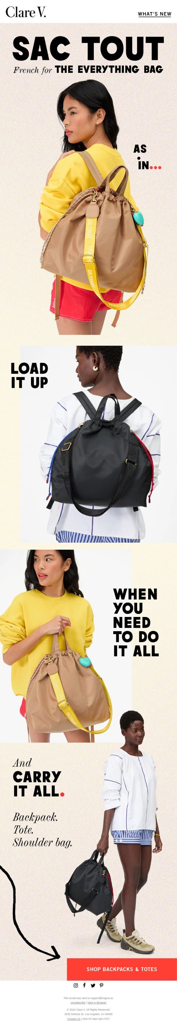The Everything Bag email from Clare V. screenshot