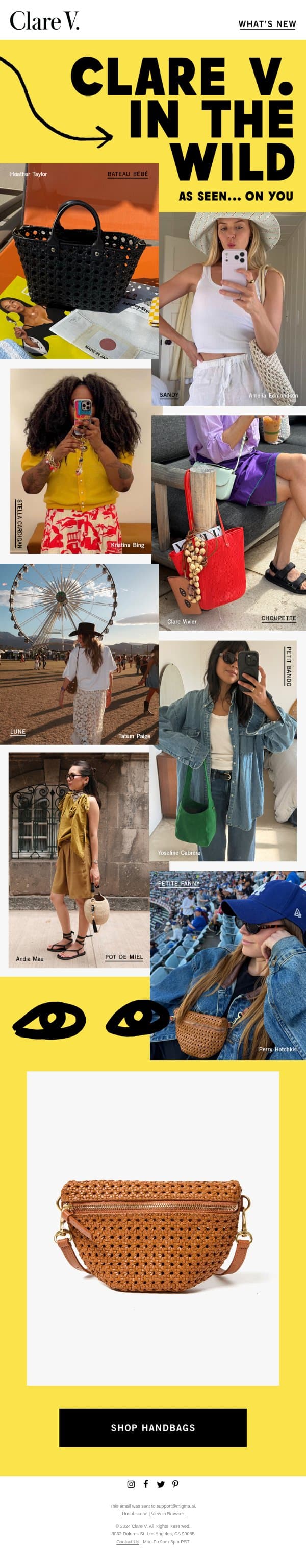 Styling Clare V. Best Sellers email from Clare V. screenshot