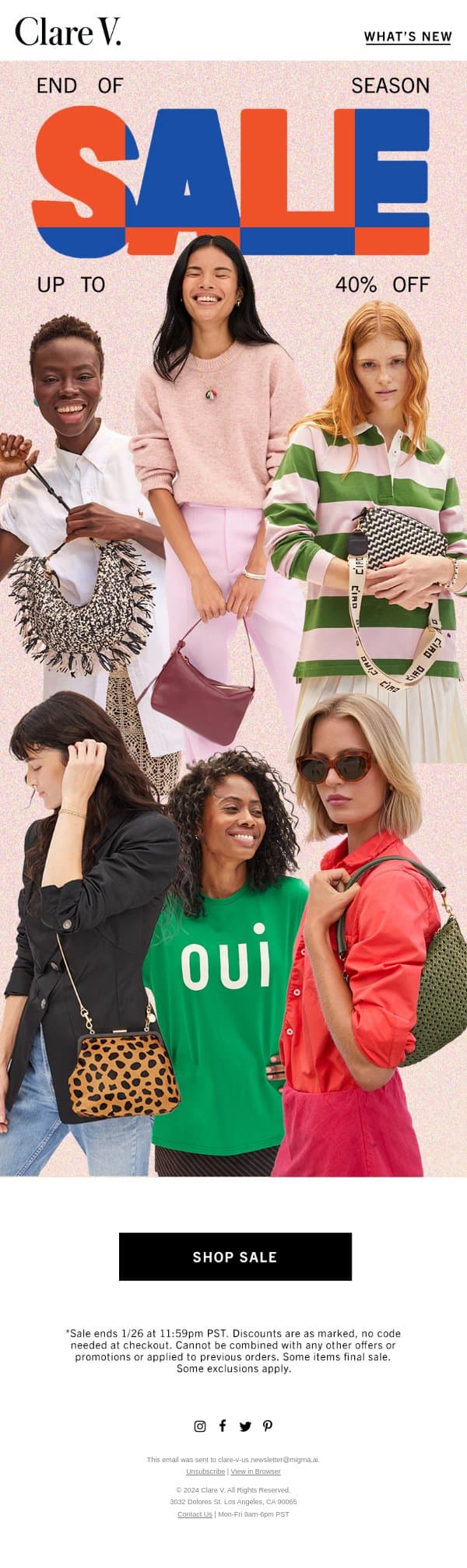 Heads Up! Sale Items Are Moving Fast email from Clare V. screenshot