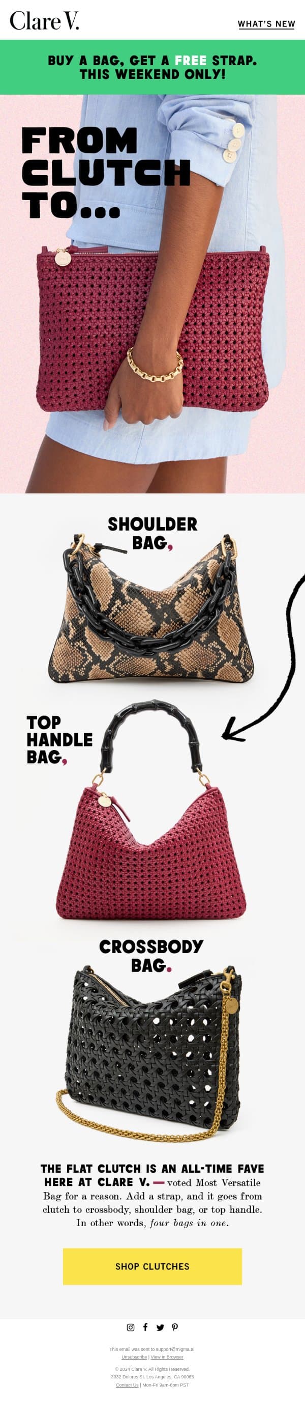 Transform Your Flat Clutch for Free email from Clare V. screenshot