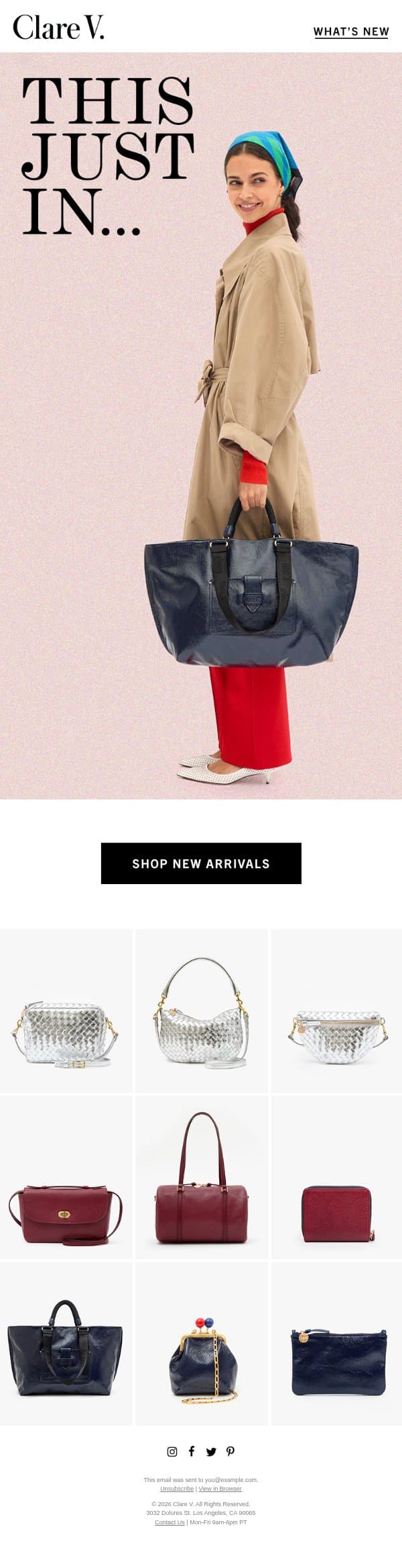 The Holiday Collection email from Clare V. screenshot