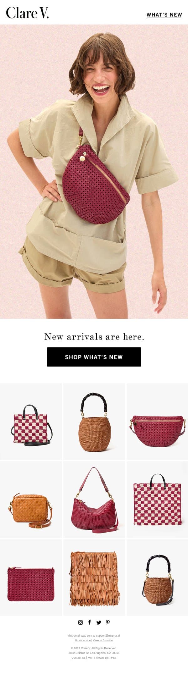 New Arrivals Are Here email from Clare V. screenshot